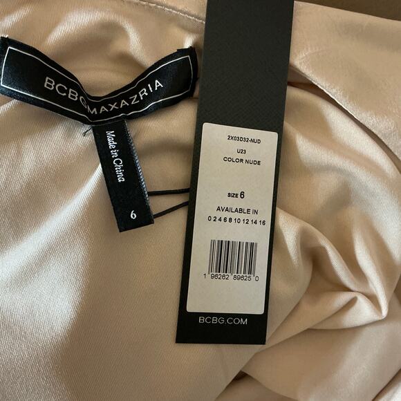 BCBGMAXAZRIA Satin Backless High Low Sleeveless Shift Cocktail Dress Gold Size 6 - Picture 10 of 13